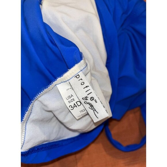 NWT Profile Royal Blue Ruched Tankini Top With Double Straps Size 34D Mrsp $98 - Picture 7 of 10